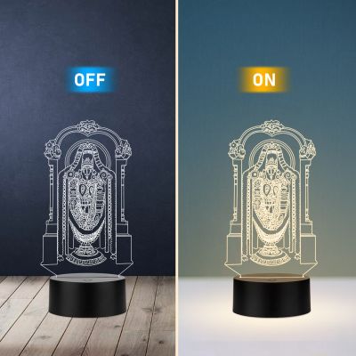 3D Illusion Tirupati Balaji Led Night Lamp with Warm White Color Home Office Pooja Room Decor